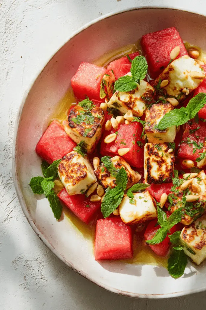 Watermelon, Mint & Halloumi Salad