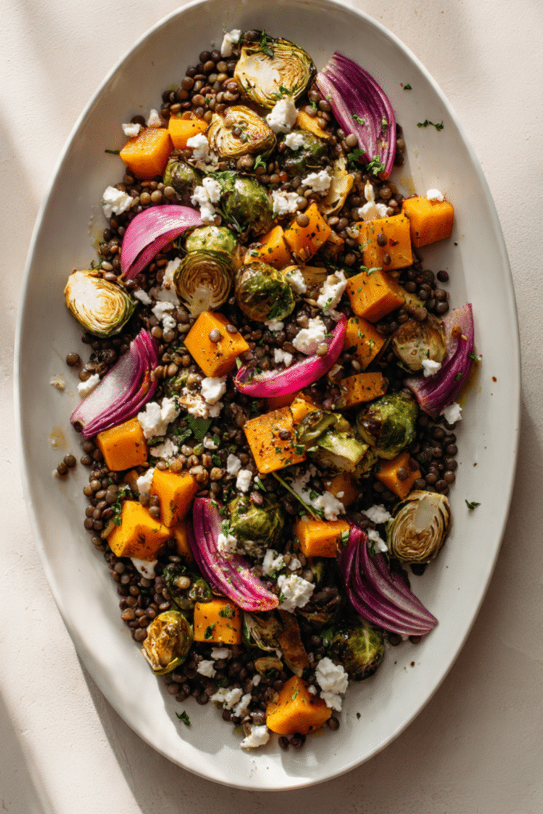One-Tray Lentil & Roasted Vegetable Salad