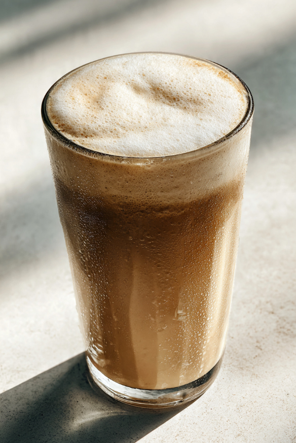 greek frappe w hazelnut milk