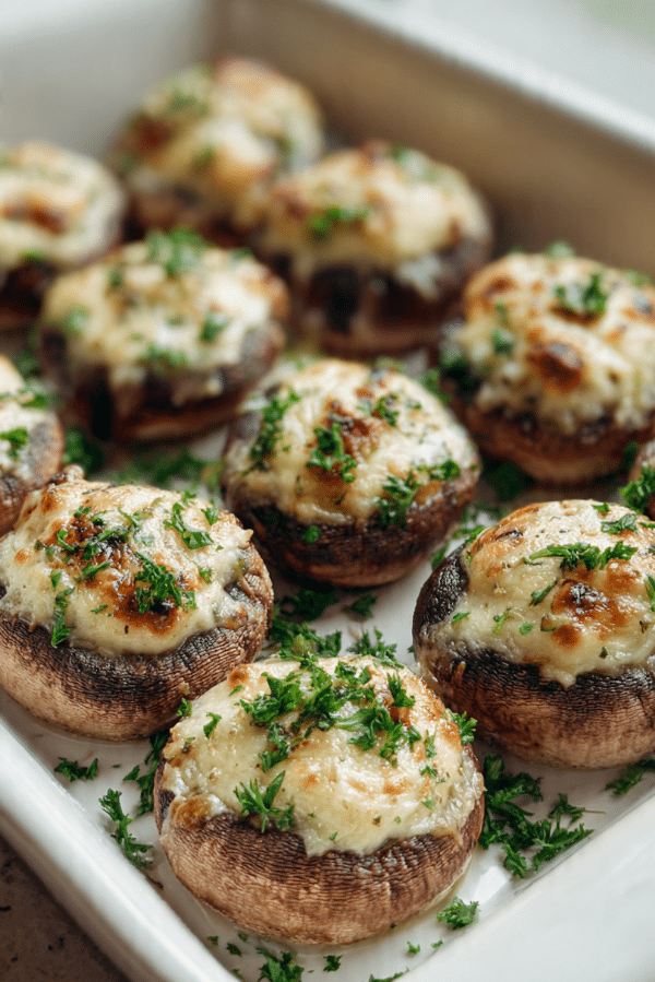 Whole Baked Mushrooms with Mozzarella