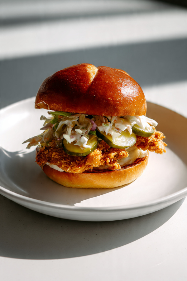 Garlic Knot Nashville Chicken Burger