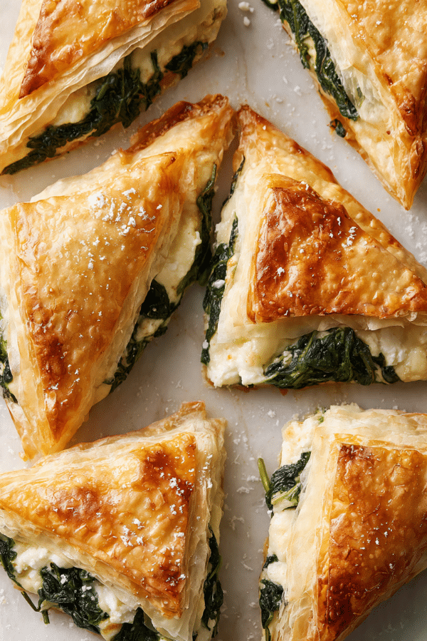 Spinach and Brie triangles