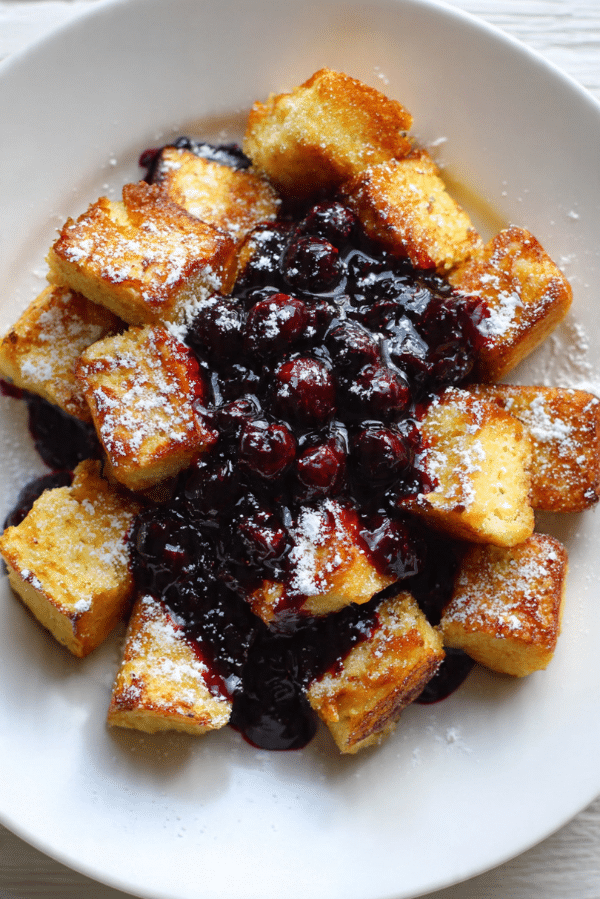French Toast Bites with Blueberry Compote
