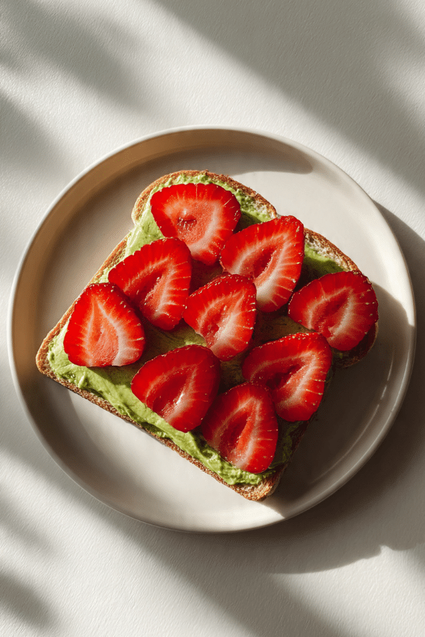 Matcha Cream Cheese Toast with Strawberries