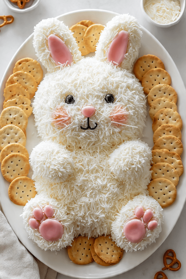 Bunny Cheese Ball with Crackers