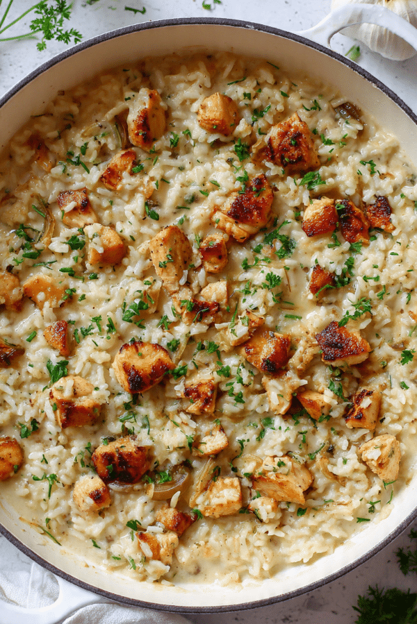 Creamy chicken pan with rice