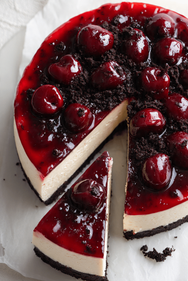 Upside Down Black Forest Cheesecake