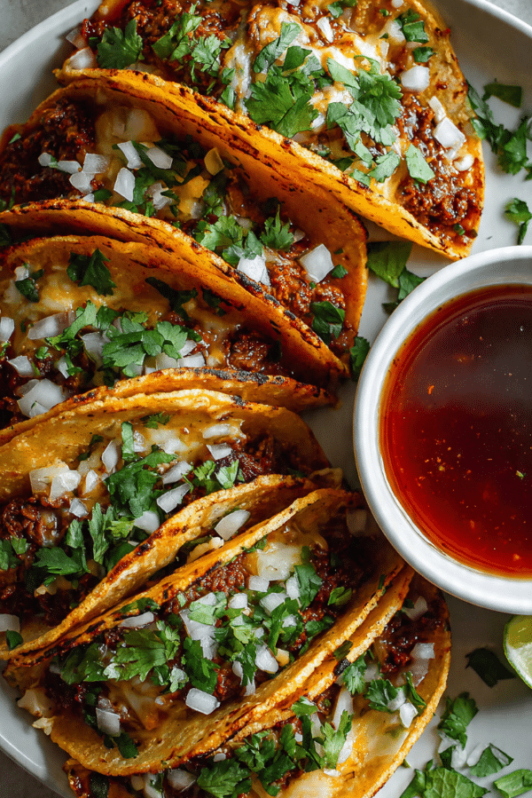 15-Minute Ground Beef Birria Style Tacos
